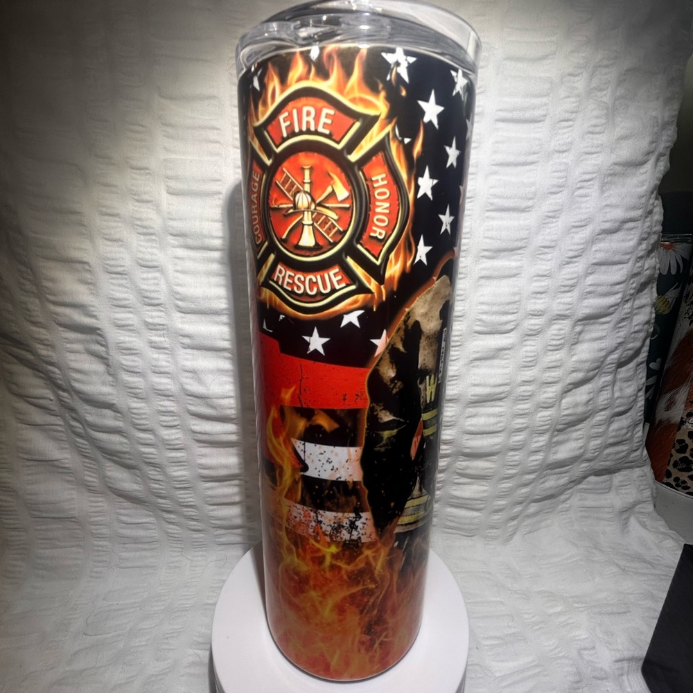 Custom Sublimation Tumbler Firefighter Emergency Responder Men Women 20oz
